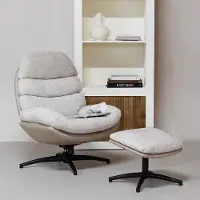 Giga Meubel Draaifauteuil Liane Beige met Voetenbankje