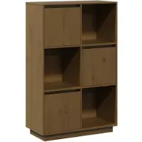 vidaXL Hoge kast 74x35x117 cm massief grenenhout honingbruin