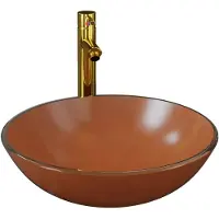 vidaXL Wastafel met kraan en pop-up afvoer gehard glas bruin
