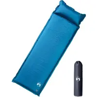 vidaXL Kampeermatras met kussen zelfopblazend 1-persoons turquoise