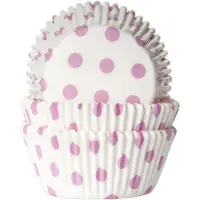 House of Marie Cupcake Vormpjes Stip Wit/Baby Roze - pk/50