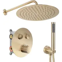 REA Lungo Regendouche Inbouw Geborsteld Goud 39,5cm