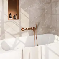 Brauer Inbouwthermostaat set Copper Edition Met Rozetten Incl Baduitloop Geborsteld Koper (Keuze Handdouche)