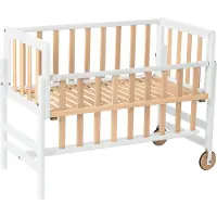 Geuther Co-Sleeper, Aanschuifbed, Wieg - Met Wielen - 45x90 cm - Babybedje tot 9 kg - Massief beukenhout - Eco/Wit
