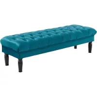 Vente-Unique.nl Bankje voor voeteneinde bed RINALDO - Blauwgroen fluweel