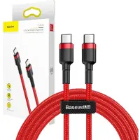 Baseus - Cafule - Kabel Duurzame Nylon Kabel USB-C PD / USB-C PD PD2.0 60W 20V 3A QC3.0 1M Rood - (CATKLF-G09)