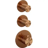Brauer Copper Carving complete inbouw regendouche set 02 met 30cm douchekop, rechte muurarm en staafhanddouche geborsteld koper PVD