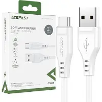 Acefast - USB - USB Type C kabel 1,2m, 3A wit - (C3-04 - wit)
