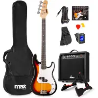 Max Gigkit Basgitaar met 40 Watt versterker - Gitaarstandaard -