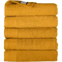 The One Towelling Classic Handdoeken - 70 x 140 cm - 5 Stuks - Voordeelverpakking - Hotelkwaliteit - 100% Gekamd katoen - Sneldrogend - Handdoekenset - Badhanddoek - Okergeel