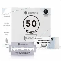 Cosmeau Safety Razor Blades voor Vrouwen Alle Lichaamsdelen Scherpte 3 - 50 Stuks Safety Razor Scheermesjes Mesjes voor Bamboozy Safety Razors - Platinum - Zero Waste