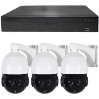 Dutch Security Systems 3x Beveiligingscamera set - Bedraad - Sony PTZ 360 graden 2K - Wit -