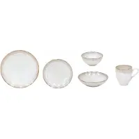 Costa Nova servies Taormina wit met gouden rand set 5 delig - dinerbaard - diepbord - ontbijtbord - kom - beker