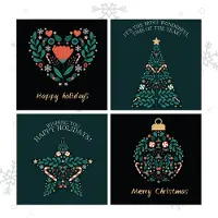 Giftmas Kerstkaarten - Wenskaarten - 52 Stuks - Met Enveloppen en Stickers - Nieuwjaarskaarten - 10x10cm
