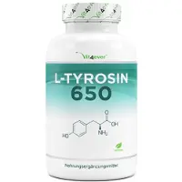 Vit4ever L-Tyrosine - 365 veganistische capsules - 1300 mg per dagelijkse portie - 4 maanden levering - Zuiver aminozuur uit plantaardige fermentatie - Veganistisch - Hoog gedoseerd -