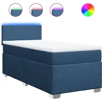 vidaXL Boxspring met matras stof blauw 90x200 cm