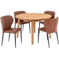 Ebuy24 Metz eethoek eetkamertafel Ø118cm naturel en 4 Pisa stoel bruin.