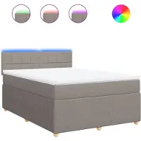 vidaXL Boxspring met matras stof taupe 140x200 cm