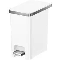 EKO - Hana Slim 1 Pedaalemmer 10 liter - Plastic - wit - Prullenbak