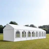 TOOLPORT Partytent 4x16 m - 2,6m doorloop, PVC 1400, met Grondframe, wit