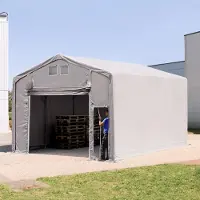 TOOLPORT Tenthal 6x6 m, PVC zeil, grijs, met statica (aarde)