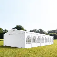 TOOLPORT Partytent 8x24 m - 2,6m doorloop, PVC 1400, met Grondframe, wit