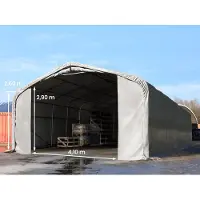 TOOLPORT Tenthal 6x12 m, PRIMEtex zeil, grijs, met statica (aarde)