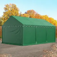 TOOLPORT Opslagtent 4x6 m met ritssluitingen - 2,0m zijwandhoogte, PVC 800, met grondframe, donkergroen