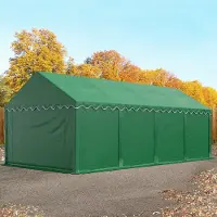 TOOLPORT Opslagtent 4x8 m met ritssluitingen - 2,0m zijwandhoogte, PVC 800, met grondframe, donkergroen