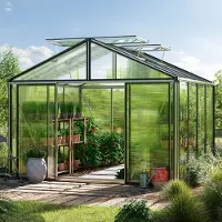 GFP 311 x 311 cm Tuinkas, Standaard Aluminium (natuur), Actieset - Pro 1