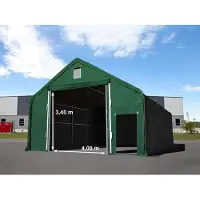 TOOLPORT Tenthal 8x12 m, PRIMEtex zeil, donkergroen, met statica (beton)