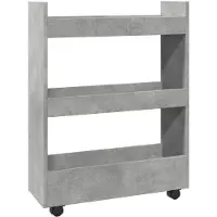 vidaXL Opbergtrolley smal 3-laags bewerkt hout betongrijs