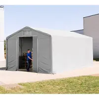 TOOLPORT Tenthal 6x8 m, PVC zeil, grijs, met statica (beton)