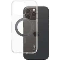CARE by PanzerGlass Feature Case - Transparant w. - Zwart Kickstand & MagSafe iPhone 16 Pro Max
