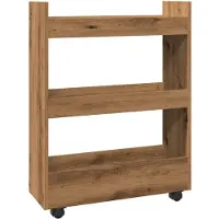 vidaXL Opbergtrolley smal 3-laags bewerkt hout artisanaal eikenkleurig