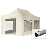 TOOLPORT 3x6 m Easy up partytent met zijwanden (4 panorama), PROFESSIONAL alu 40mm, crème