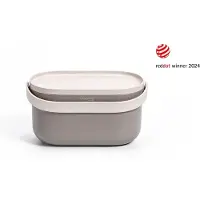 Plastia Bioplastic afvalbakje aanrecht. Afvalbakje met frame en zakken. Taupe + Ivoor kleur .