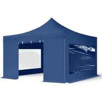 TOOLPORT 4x4 m Easy up partytent, PREMIUM staal 40mm met zijwanden (panorama), blauw