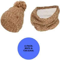 Sarlini - Muts & Colsjaal meisjes - Skiset - Camel- Knitted - One Size