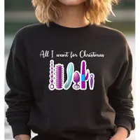 B&C Dames Sweater- Vibi Foute kerstrui- All i want for Christmas. Ondeugende kersttrui-Maat S- kerst sweater zwart