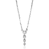 Zinzi zilveren ketting 45cm met hanger vier ronde zirconia's 16mm ZIC2328