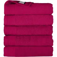 The One Towelling Hotelkwaliteit Handdoeken Set - 5 Stuks - 50 x 100 cm - 450 g/m2 - 100% Katoen - Zacht en Absorberend - Magenta