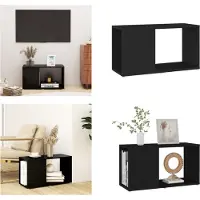 vidaXL Tv-meubel 60x24x32 cm bewerkt hout zwart - Tv-meubel - Tv-meubels - Tv-meubelen - Tv-meubilair