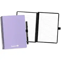 Bambook Colourful uitwisbaar notitieboek - Lila - A5 - Gelinieerde pagina's - Duurzaam, herbruikbaar whiteboard schrift - Met 1 gratis stift
