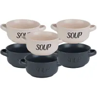 Cosy & Trendy Soepbekers/soepkommen - set 6x stuks - 13 x 6.5 cm - 470 ml - keramiek - mix kleuren - Kommetjes