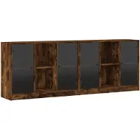 vidaXL Boekenkast met deuren 204x37x75 cm hout gerookt eikenkleurig