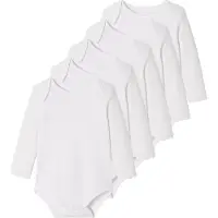 Vertbaudet Set van 5 rompertjes met US-opening en lange mouwen voor baby set wit