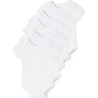 Vertbaudet Set van 5 babyrompers met korte mouwen, in interlock met US-opening set wit