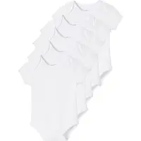 Vertbaudet Set van 5 babyrompers met korte mouwen, in interlock met US-opening set wit