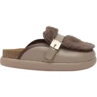 Scholl Klomp Women Kendall Synthetic Fur Gr Taupe-Schoenmaat 39